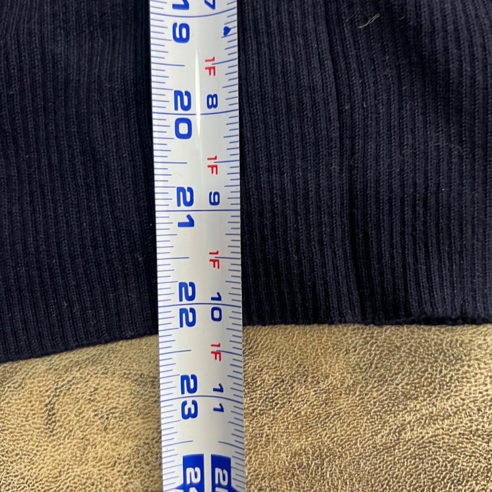 Lauren Ralph Lauren Turtleneck Sweater Women Large Navy Blue Ribbed Cotton Logo - Picture 6 of 8